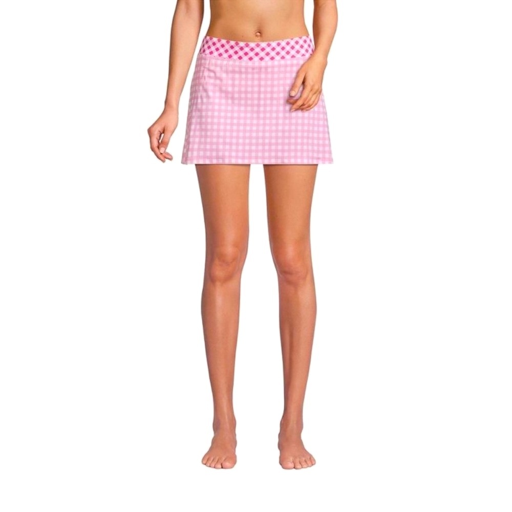 DRAPER JAMES + Lands End Pink Gingham Swim Skirt Bottoms Coverup